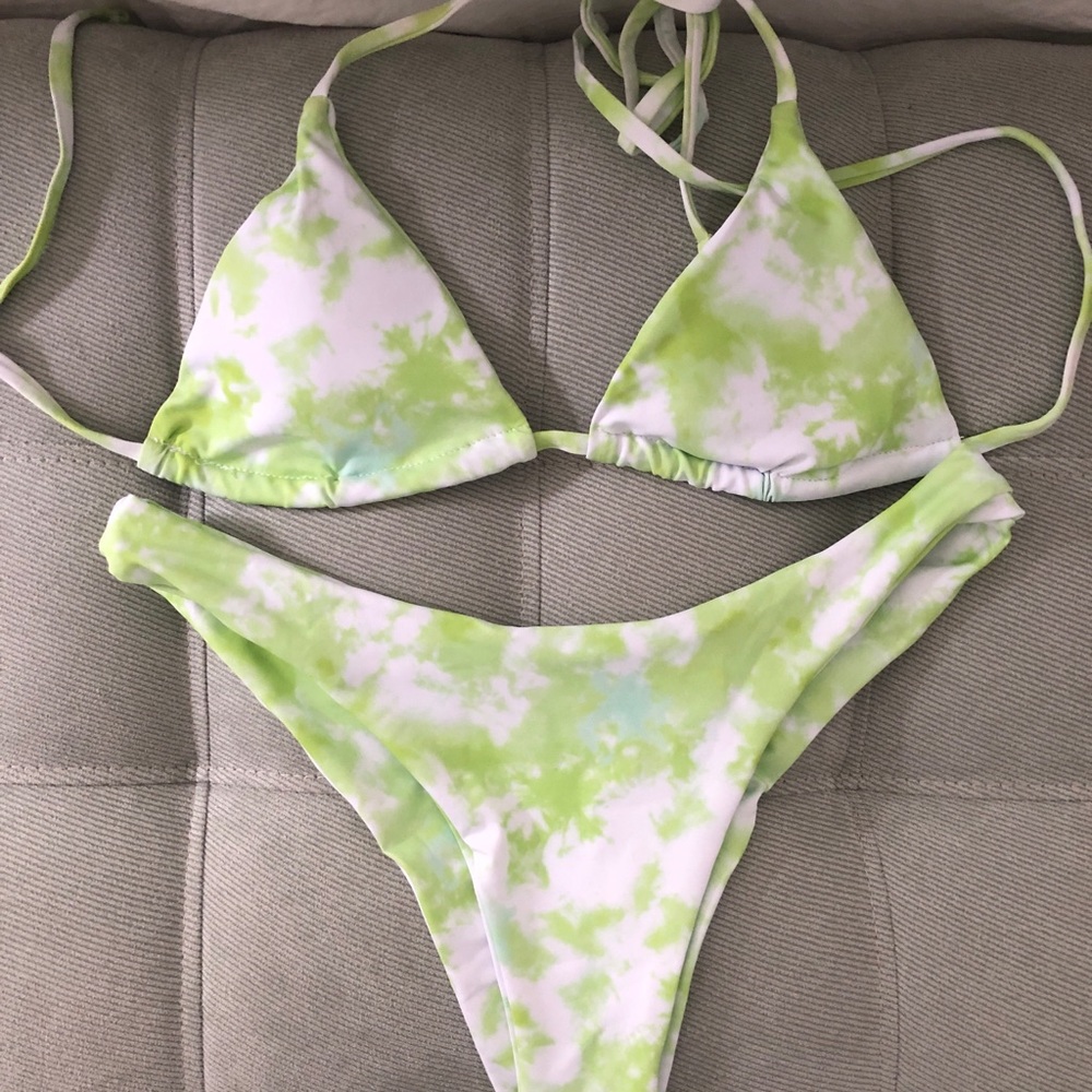Green tie dye bikini